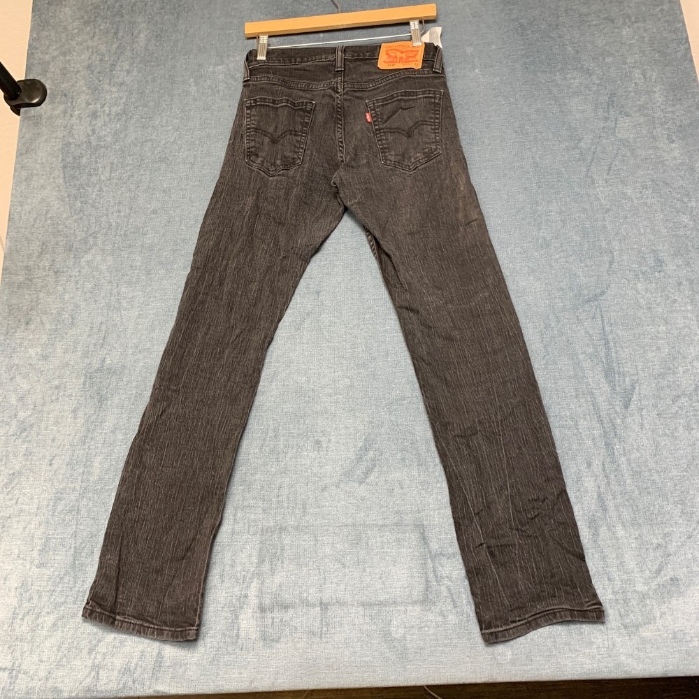 Levi's 514 Straight Fit Jeans Men 29x32 Black Denim Dark Wash Pockets Streetwear